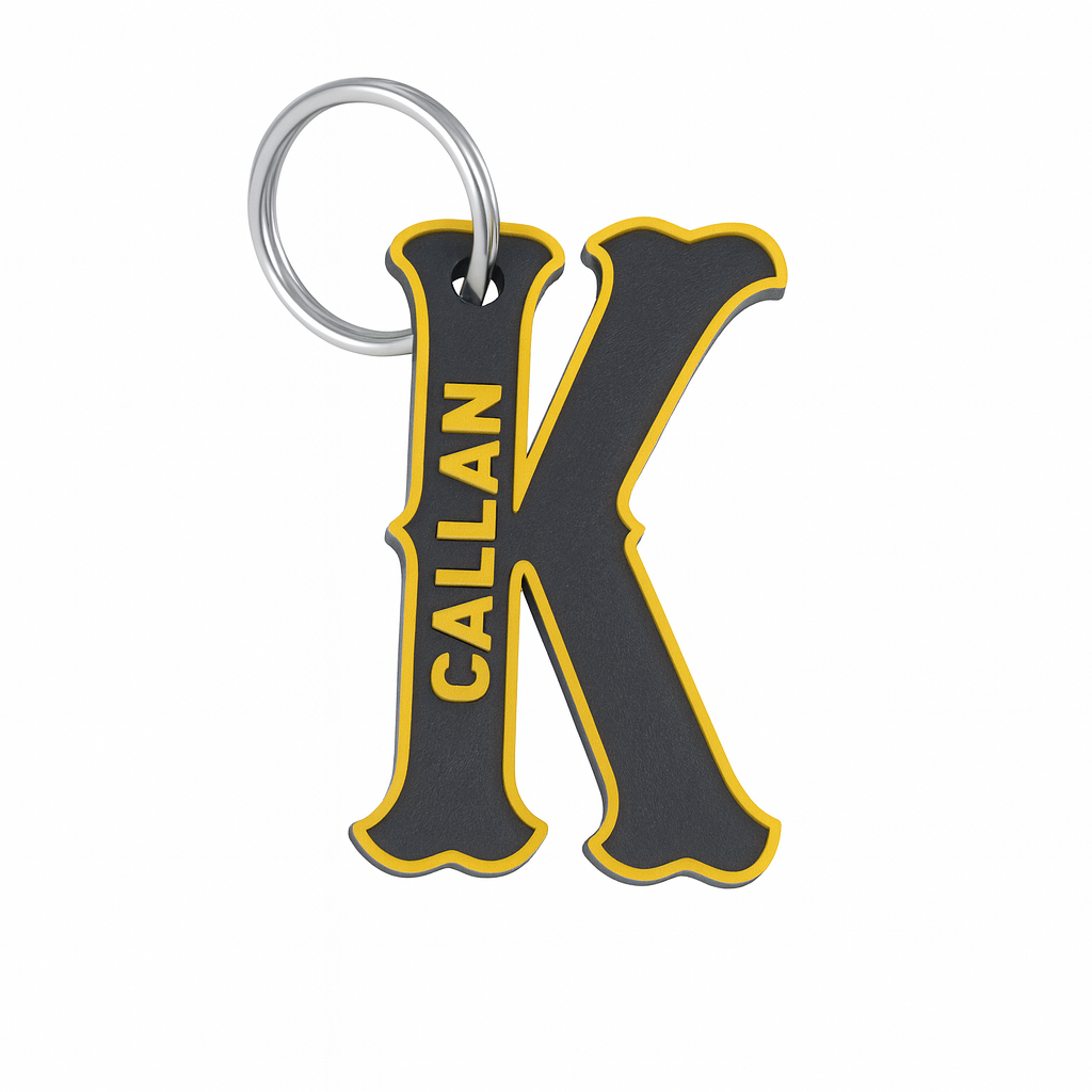 “K” Bag Tag with Name Personalization