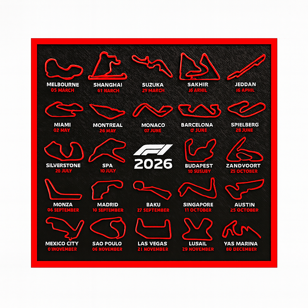 2026 F1 Season Track Calendar
